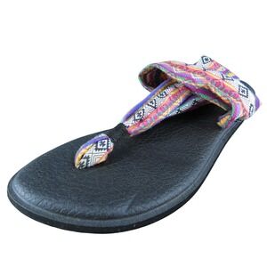 Sanuk  Women Thong Sandal Shoes Multicolor Fabric Size 9 Medium